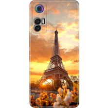 Egstech Tcl 30+ (Plus) Kılıf Silikon Renkli Resimli Arka Kapak Eyfel