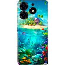 Egstech Tecno Spark 20 - 20C Kılıf Renkli Temalı Tarz Silikon Island