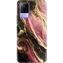 Egstech Vivo V21 Kılıf Resimli Desenli Silikon Esnek Uyumlu Kapak Seattle Mermer