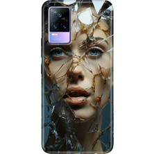 Egstech Vivo V21 Kılıf 6.44 Inc Desenli Silikon Esnek Uyumlu Kapak Cam Kırığı