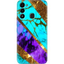 Egstech Tecno Spark 8c Kılıf Renkli Temalı Tecno 8c Silikon Nezih Mermer