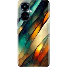 Egstech Tecno Camon 19 Pro Kılıf Renkli Temalı (CI8N) Uyumlu Silikon Flora Mermer