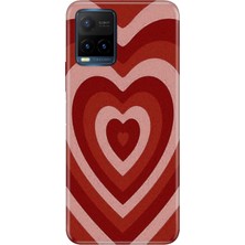 Egstech Vivo Y21S Uyumlu Kapak Kılıf Desenli Kapak Renkli Tpu Uv Mat Kalp