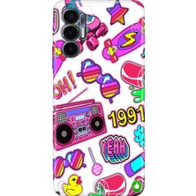 Egstech Tecno Pova 3 Kılıf (LF7N) Uyumlu Renkli Baskı Desen Esnek Silikon 90'lar