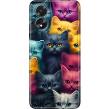 Egstech Oppo A38 Kılıf (CPH2579) Uyumlu Silikon Desenli Kalıplı Kapak Kedi Ordusu