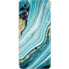 Egstech Tcl 30+ (Plus) Kılıf Silikon Renkli Resimli Arka Kapak Simli Taş