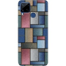 Egstech Realme C15 Kılıf Desenli Silikon Renkli Tpu Uv Jean Pattern