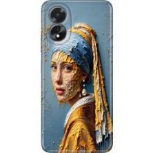 Egstech Oppo A38 Kılıf (CPH2579) Uyumlu Silikon Desenli Kalıplı Kapak Inciküpeli