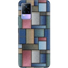 Egstech Vivo V21 Kılıf 6.44 Inc Desenli Silikon Esnek Uyumlu Kapak Jean Pattern