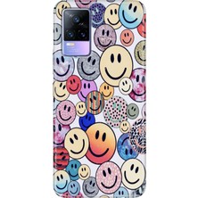 Egstech Vivo V21 Kılıf Resimli Desenli Silikon Esnek Uyumlu Kapak Emojix