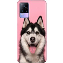 Egstech Vivo V21 Kılıf Resimli Desenli Silikon Esnek Uyumlu Kapak Hasky