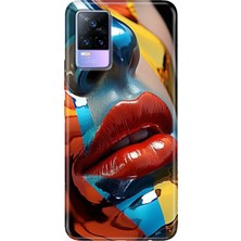 Egstech Vivo V21 Kılıf Resimli Desenli Silikon Esnek Uyumlu Kapak Makyaj