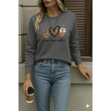 Aisha Elbise Kadın Uzun Kollu Bisiklet Yaka Kalp Desenli Viskon Iki Iplik Bluz