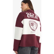DeFacto Regular Fit Polo Yaka Sırt Baskılı Sweatshirt G3882AX25WN