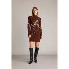 DeFacto Slim Fit Yarım Balıkçı Yaka Triko Uzun Kollu Elbise G6848AX25WN