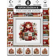 FabricsTown Patchwork ve Quilting İçin %100 Pamuk Desenli Kumaş Seti – 6 Kupon + Ek Panel