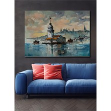 Teona Ahşap Istanbul Manzarası Yağlı Boya Görünümlü Ahşap Dekoratif Tablo Dikdörtgen Tablo