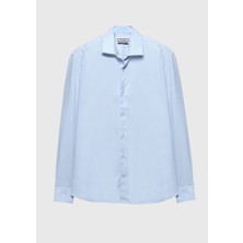 Ramsey Açık Mavi Regular Fit Dokuma Klasik %100 Pamuk Gömlek