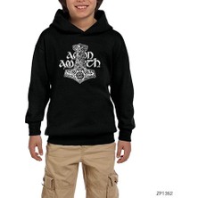 Zepplin Giyim Amon Amarth Thor Hammer Siyah Çocuk Kapşonlu Sweatshirt