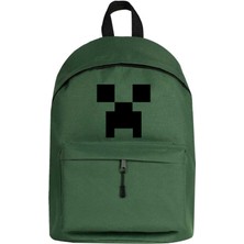 Zepplin Giyim Mine-Craft Creeper Face Sırt Çantası Yeşil Renk