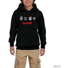 Zepplin Giyim Gorillaz Cartoon 2 Siyah Çocuk Kapşonlu Sweatshirt
