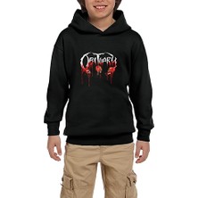 Zepplin Giyim Obituary Bloody Skull Siyah Çocuk Kapşonlu Sweatshirt