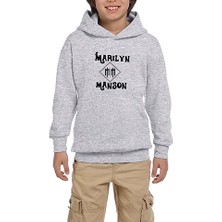 Zepplin Giyim Marilyn Manson Text Gri Çocuk Kapşonlu Sweatshirt