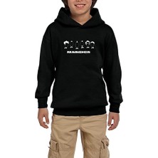 Zepplin Giyim Rammstein Drawing Siyah Çocuk Kapşonlu Sweatshirt