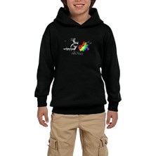 Zepplin Giyim Pink Floyd Rainbow Siyah Çocuk Kapşonlu Sweatshirt