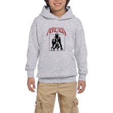 Zepplin Giyim Maneskin Grup Afiş Gri Çocuk Kapşonlu Sweatshirt