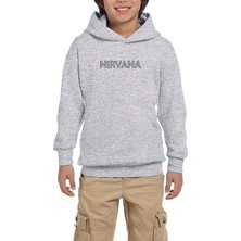 Zepplin Giyim Nirvana Yazı Gri Çocuk Kapşonlu Sweatshirt
