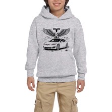 Zepplin Giyim Tesla And Eagle Gri Çocuk Kapşonlu Sweatshirt