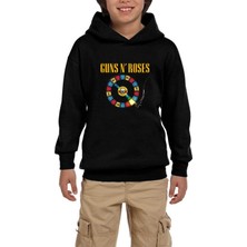 Zepplin Giyim Guns N Roses Plak Siyah Çocuk Kapşonlu Sweatshirt