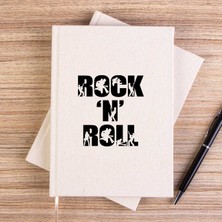 Zepplin Giyim Black Rock 'n' Roll Text Çizgisiz Kanvas Defter Çizgisiz