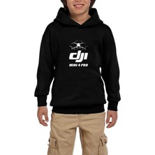 Zepplin Giyim Dji Mini 4 Pro Siyah Çocuk Kapşonlu Sweatshirt