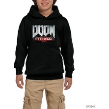 Zepplin Giyim Doom Eternal Siyah Çocuk Kapşonlu Sweatshirt