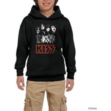 Zepplin Giyim Kiss Rock The House Siyah Çocuk Kapşonlu Sweatshirt