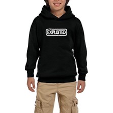 Zepplin Giyim The Exploited Logo Siyah Çocuk Kapşonlu Sweatshirt