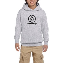 Zepplin Giyim Linkin Park Logo Gri Çocuk Kapşonlu Sweatshirt