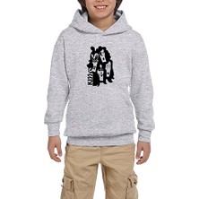Zepplin Giyim Kiss Cartoon Face Gri Çocuk Kapşonlu Sweatshirt