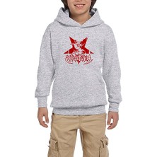Zepplin Giyim Sepultura Logo Red Gri Çocuk Kapşonlu Sweatshirt
