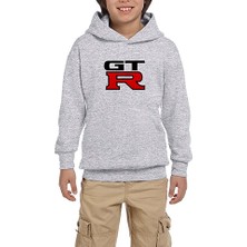 Zepplin Giyim Nissan Gtr Logo Gri Çocuk Kapşonlu Sweatshirt