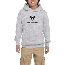 Zepplin Giyim Cupra Logo Text Gri Çocuk Kapşonlu Sweatshirt