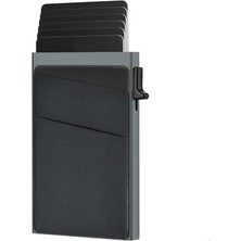 Valkyrie Premium Slim Metal Otomatik Kartlık – Rfıd Korumalı, Mekanizmalı, 10+ Kart Kapasiteli Gri