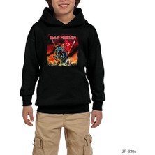 Zepplin Giyim Iron Maiden Turk Siyah Çocuk Kapşonlu Sweatshirt