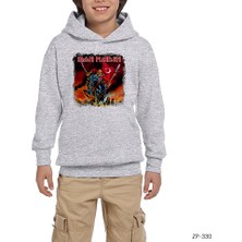 Zepplin Giyim Iron Maiden Turk Gri Çocuk Kapşonlu Sweatshirt
