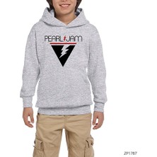 Zepplin Giyim Pearl Jam Triangle Gri Çocuk Kapşonlu Sweatshirt
