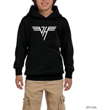 Zepplin Giyim Van Halen Logo Classic Siyah Çocuk Kapşonlu Sweatshirt