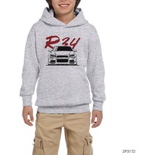 Zepplin Giyim Nissan Skyline R34 Gri Çocuk Kapşonlu Sweatshirt