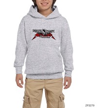 Zepplin Giyim Metallica Seek And Destroy Skull Gri Çocuk Kapşonlu Sweatshirt